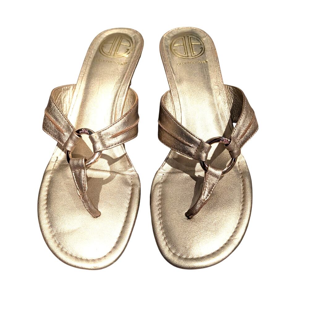 Gold Metallic Thong Sandals - Elegant Dressy / Smart Casual